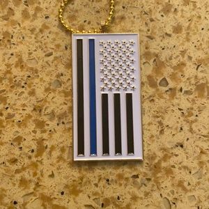 Police Flag White Necklace/Keychain